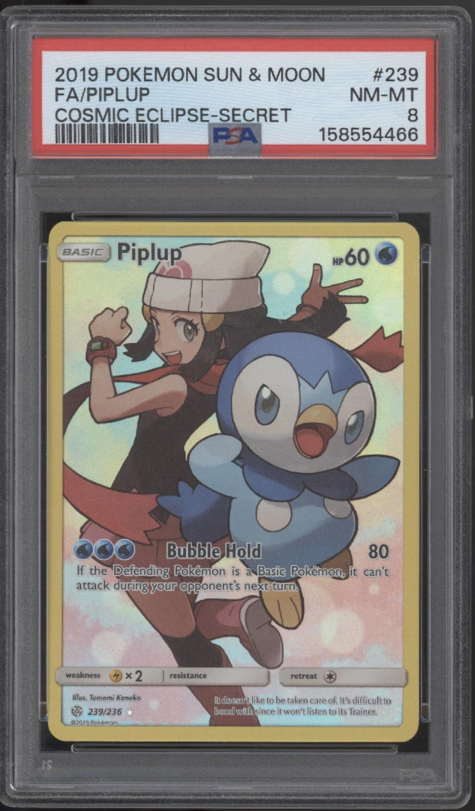 Piplip Pokemon Cosmic Eclipse Secret Full Art #239 PSA 8