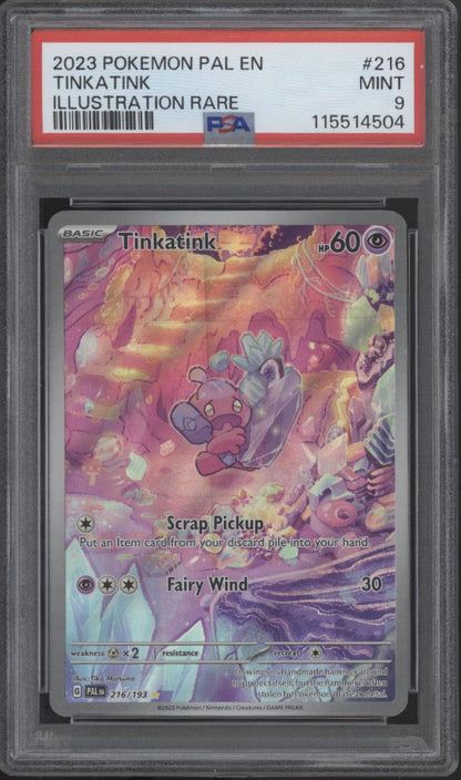 Tinkatink Pokemon Paldea Evolved Illustration Rare #216 PSA 9