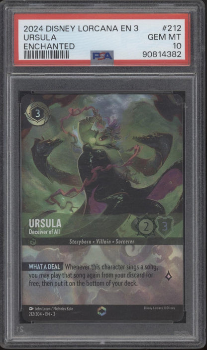 Ursula Deceiver of All Disney Lorcana Into the Inklands Enchanted #212 PSA 10
