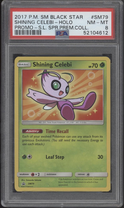 Shining Celebi Pokemon Shining Legends Spring Premium Collection #SM79 PSA 8