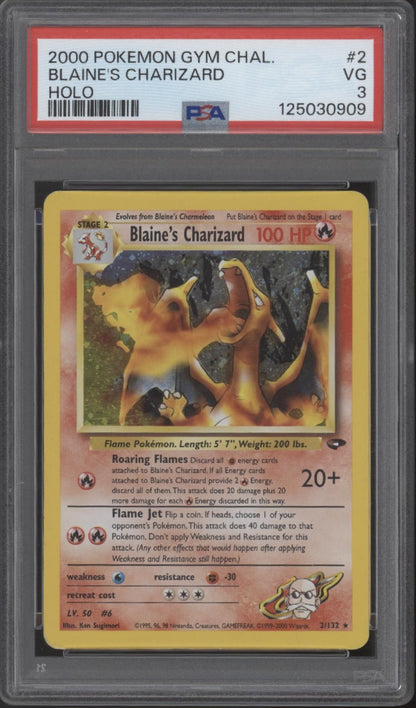 Blaine's Charizard Pokemon Gym Challenge Holo #2 PSA 3