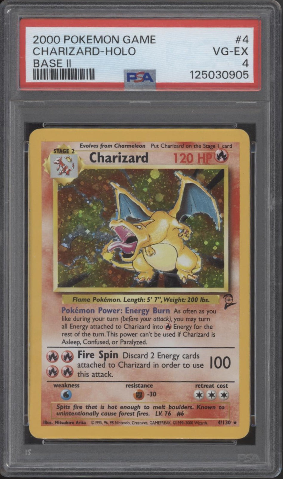 Charizard Pokemon Base Set 2 Holo #4 PSA 4