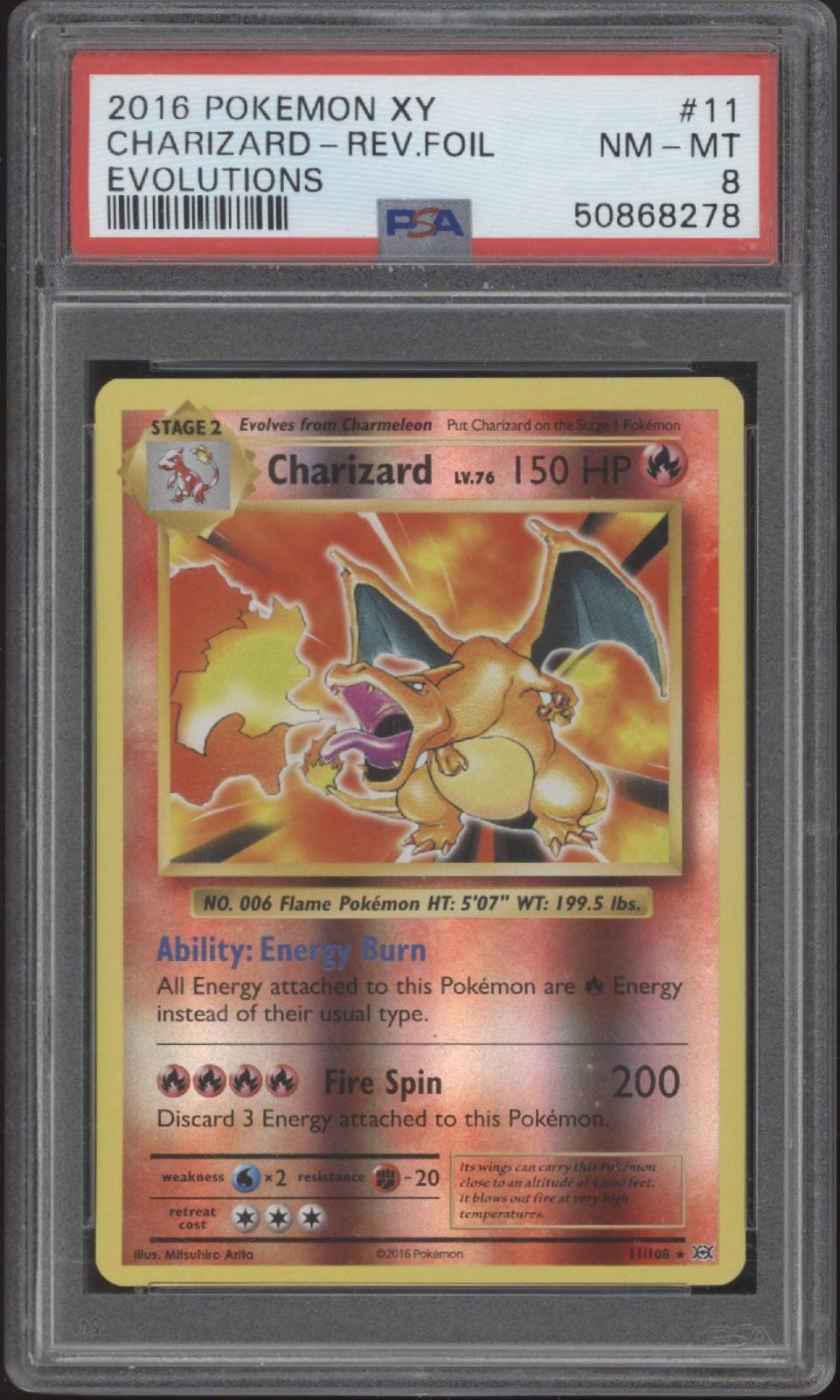Charizard Pokemon Evolutions Reverse Foil #11 PSA 8