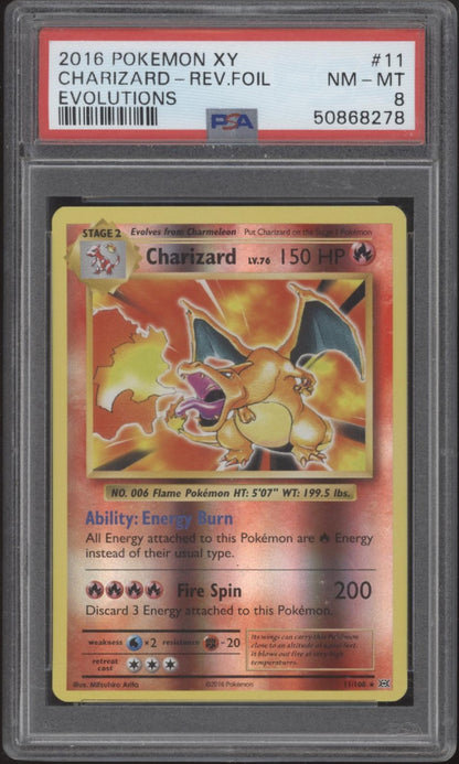 Charizard Pokemon Evolutions Reverse Foil #11 PSA 8