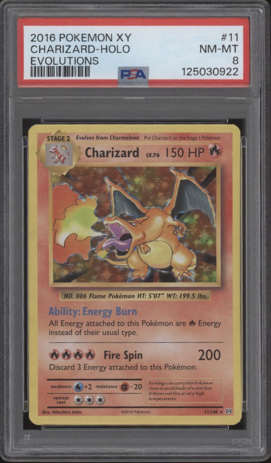 Charizard Pokemon Evolutions Holo #11 PSA 8