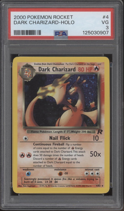 Dark Charizard Pokemon Team Rocket Holo #4 PSA 3
