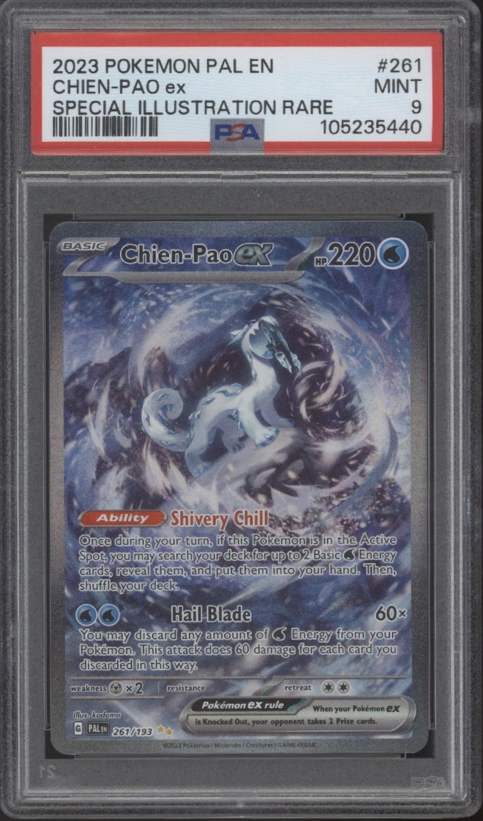 Chien-Pao ex Pokemon Paldea Evolved Special Illustration Rare #261 PSA 9