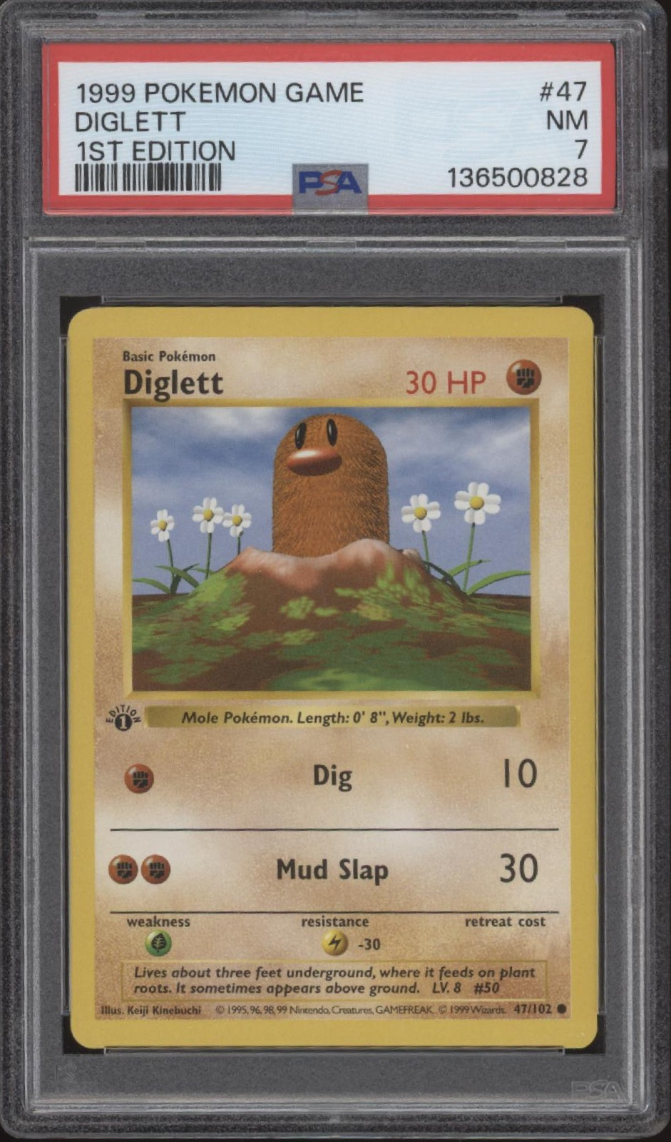 Diglett Pokemon Base Set 1st Edition #47 PSA 7