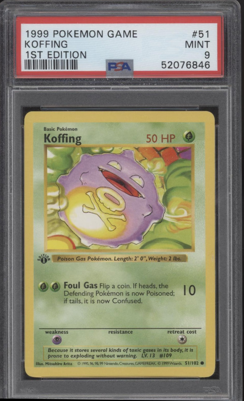 Koffing Pokemon Base Set 1st Edition #51 PSA 9