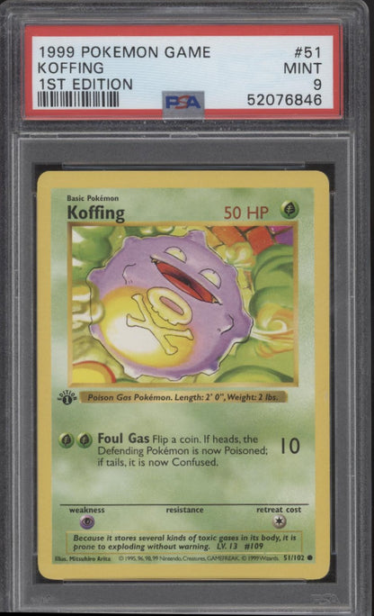 Koffing Pokemon Base Set 1st Edition #51 PSA 9