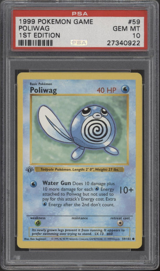 Poliwag Pokemon Base Set 1st Edition #59 PSA 10