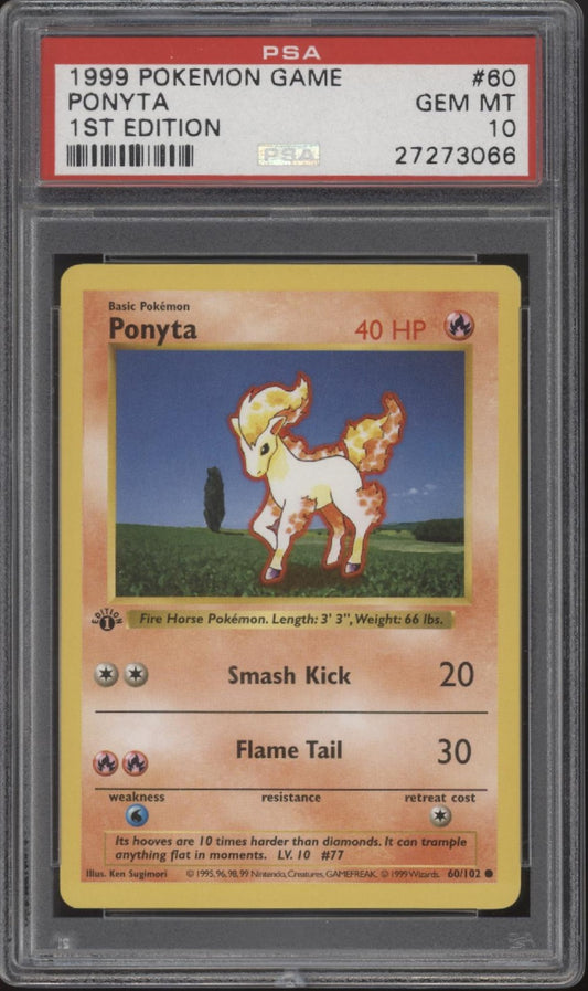 Ponyta Pokemon Base Set 1st Edition #60 PSA 10