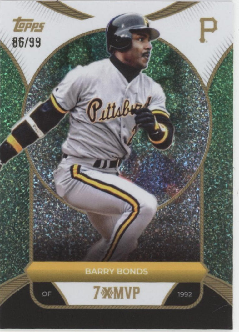 Barry Bonds 2025 Topps Welcome to the Club 7 x MVP Green Stardust Foil 86/99