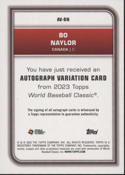 Bo Naylor 2023 Topps World Baseball Classic Foil Auto #AV-BN