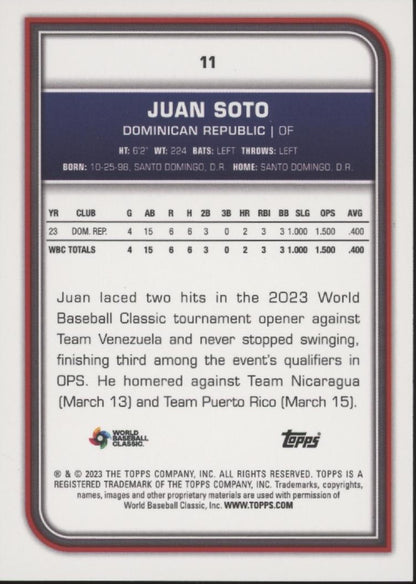 Juan Soto 2023 Topps World Baseball Classic Green Foilboard 64/75 #11