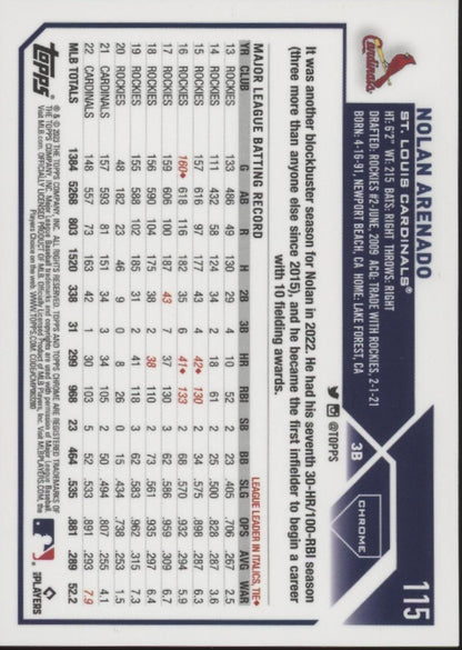 Nolan Arenado 2023 Topps Chrome Gold Logo Refractor 62/75 #115