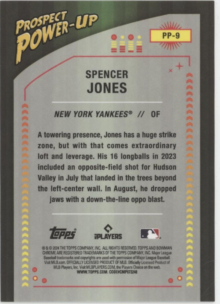 Spencer Jones 2024 Bowman Chrome Prospect Power-Up Mini Diamond Refractor /150
