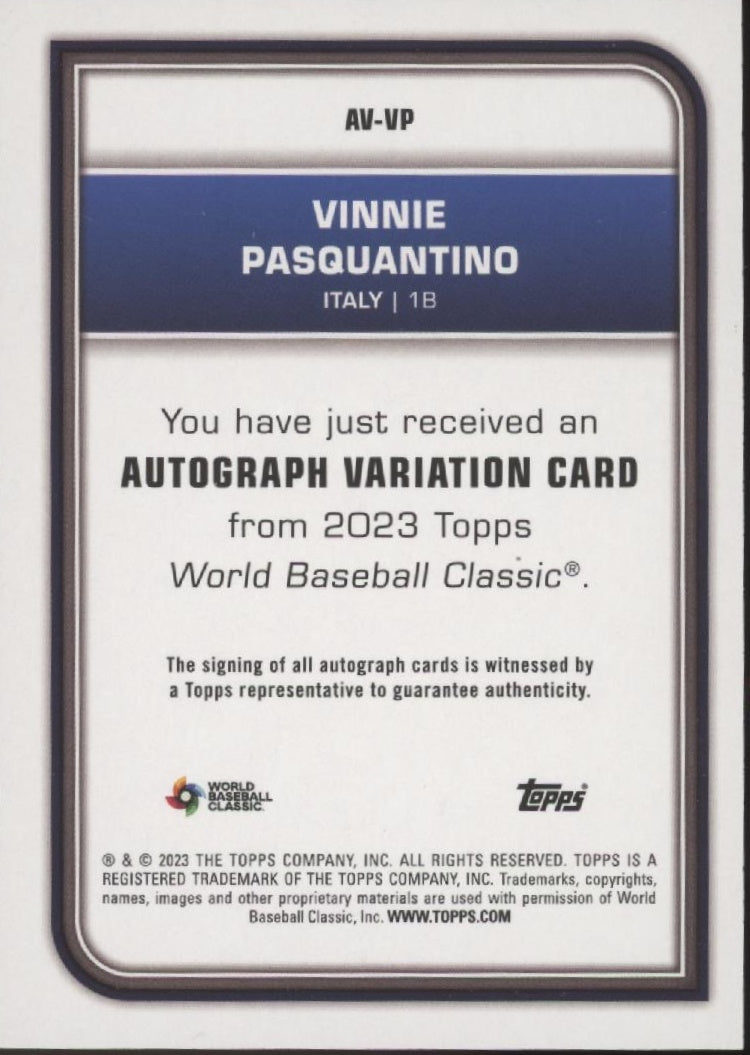 Vinnie Pasquantino 2023 Topps World Baseball Classic Foil auto #AV-VP