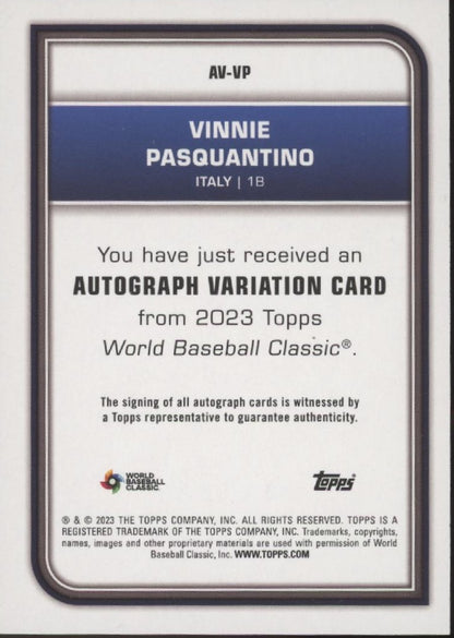 Vinnie Pasquantino 2023 Topps World Baseball Classic Foil auto #AV-VP
