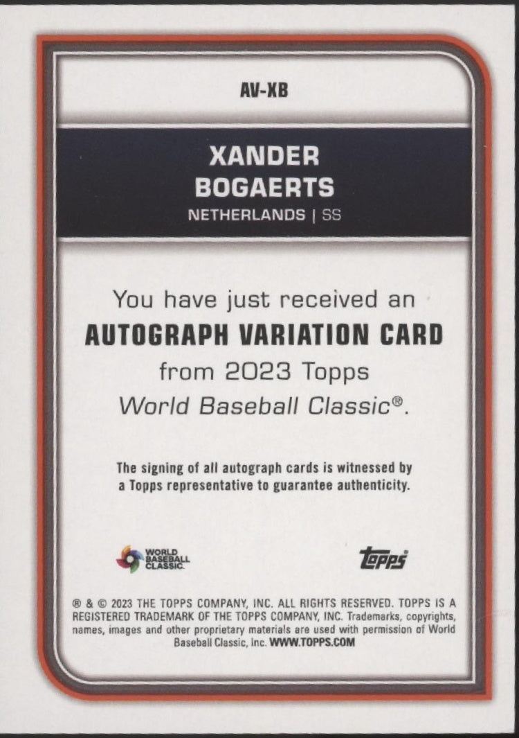 Xander Bogaerts 2023 Topps World Baseball Classic Foil Auto #AV-XB