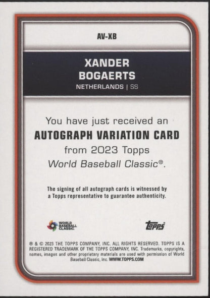 Xander Bogaerts 2023 Topps World Baseball Classic Foil Auto #AV-XB