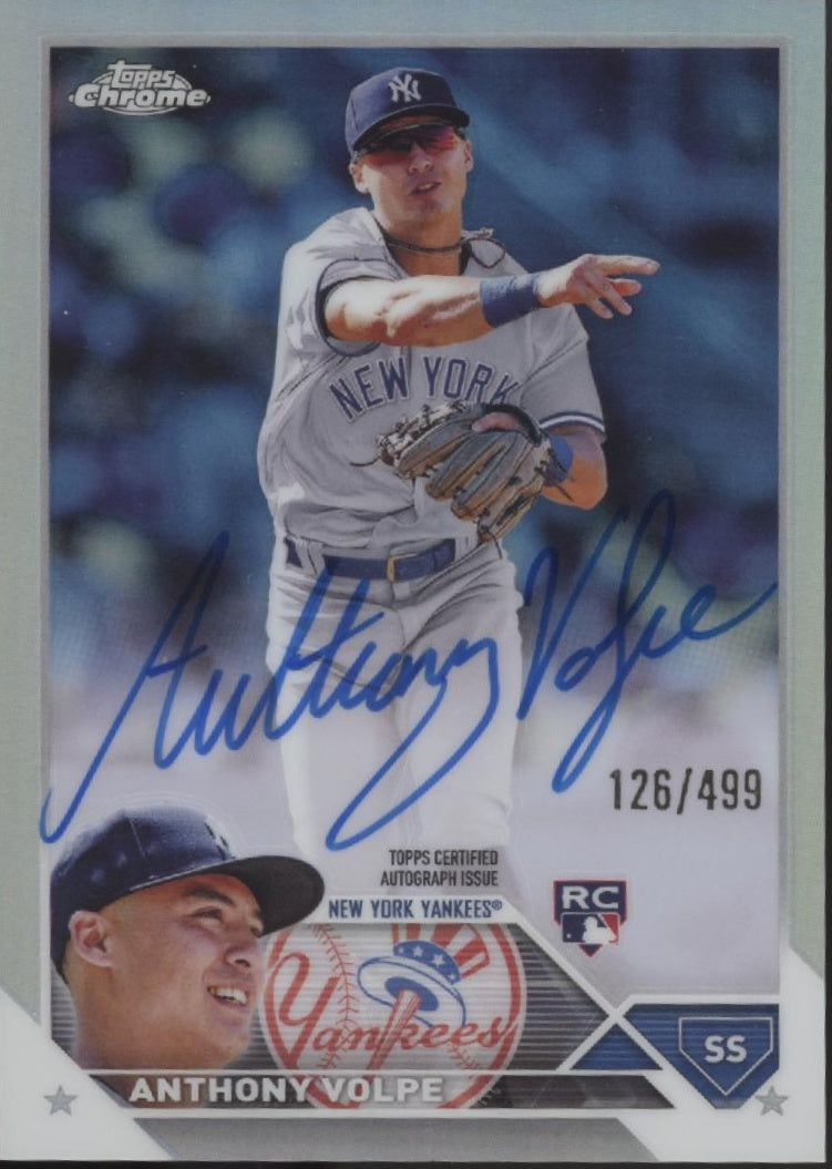 Anthony Volpe 2023 Topps Chrome Refractor RC Auto 126/499 #RA-AV