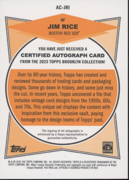Jim Rice 2023 Topps Brooklyn Collection Auto 02/50 #AC-JRI