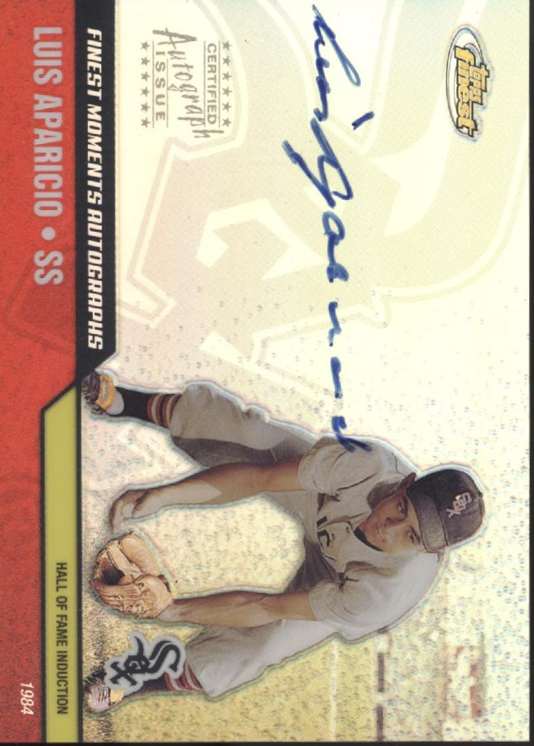 Luis Aparicio 2002 Topps Finest Moments Refractor Auto #FMA-LA