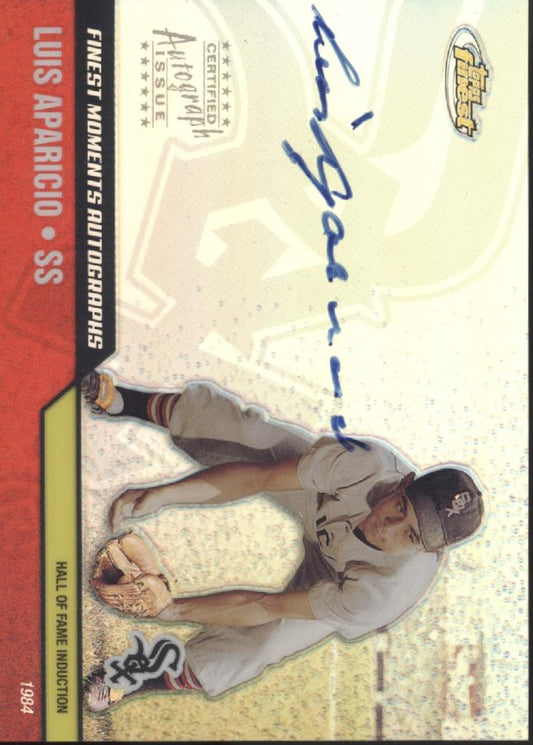 Luis Aparicio 2002 Topps Finest Moments Refractor Auto #FMA-LA