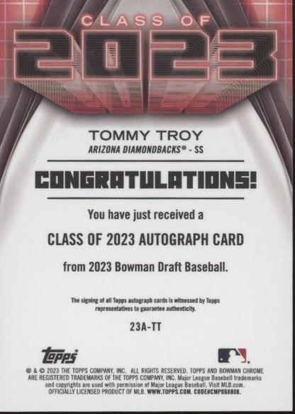 Tommy Troy 2023 Bowman Chrome Class of 2023 Auto #23A-TT