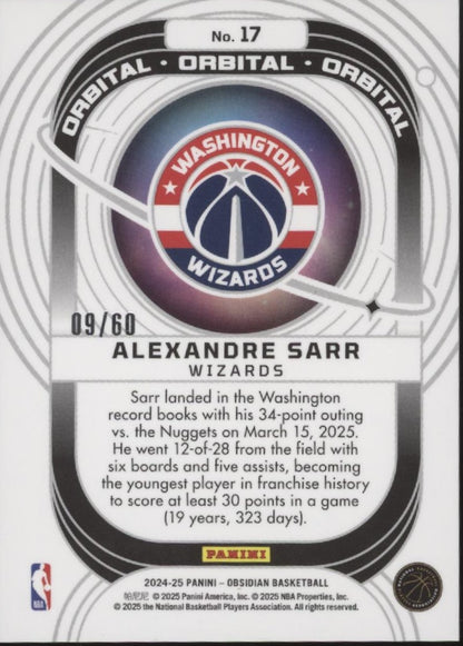 Alexandre Sarr 2024-25 Panini Obsidian Orbital Refractor RC 09/60 #17
