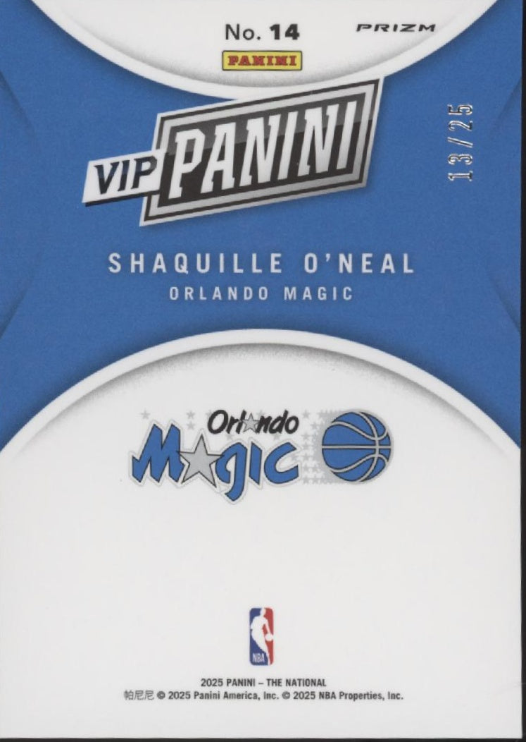 Shaquille O'Neal 2025 Panini The National VIP Prizm 13/25 #14