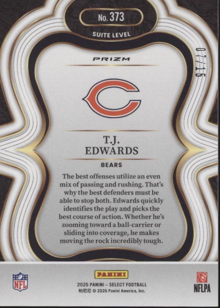 TJ Edwards 2025 Panini Select Pink Glitter Prizm 07/15 #373