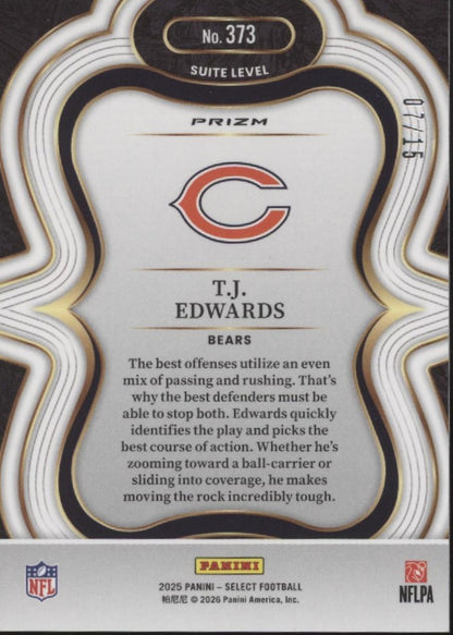 TJ Edwards 2025 Panini Select Pink Glitter Prizm 07/15 #373
