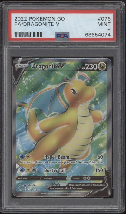 Dragonite V Pokemon GO Full Art #076 PSA 9