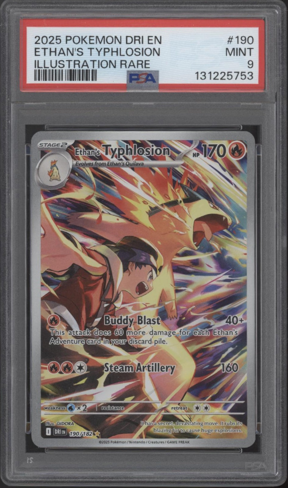 Ethan's Typhlosion Destined Rivals Illustration Rare #190 PSA 9