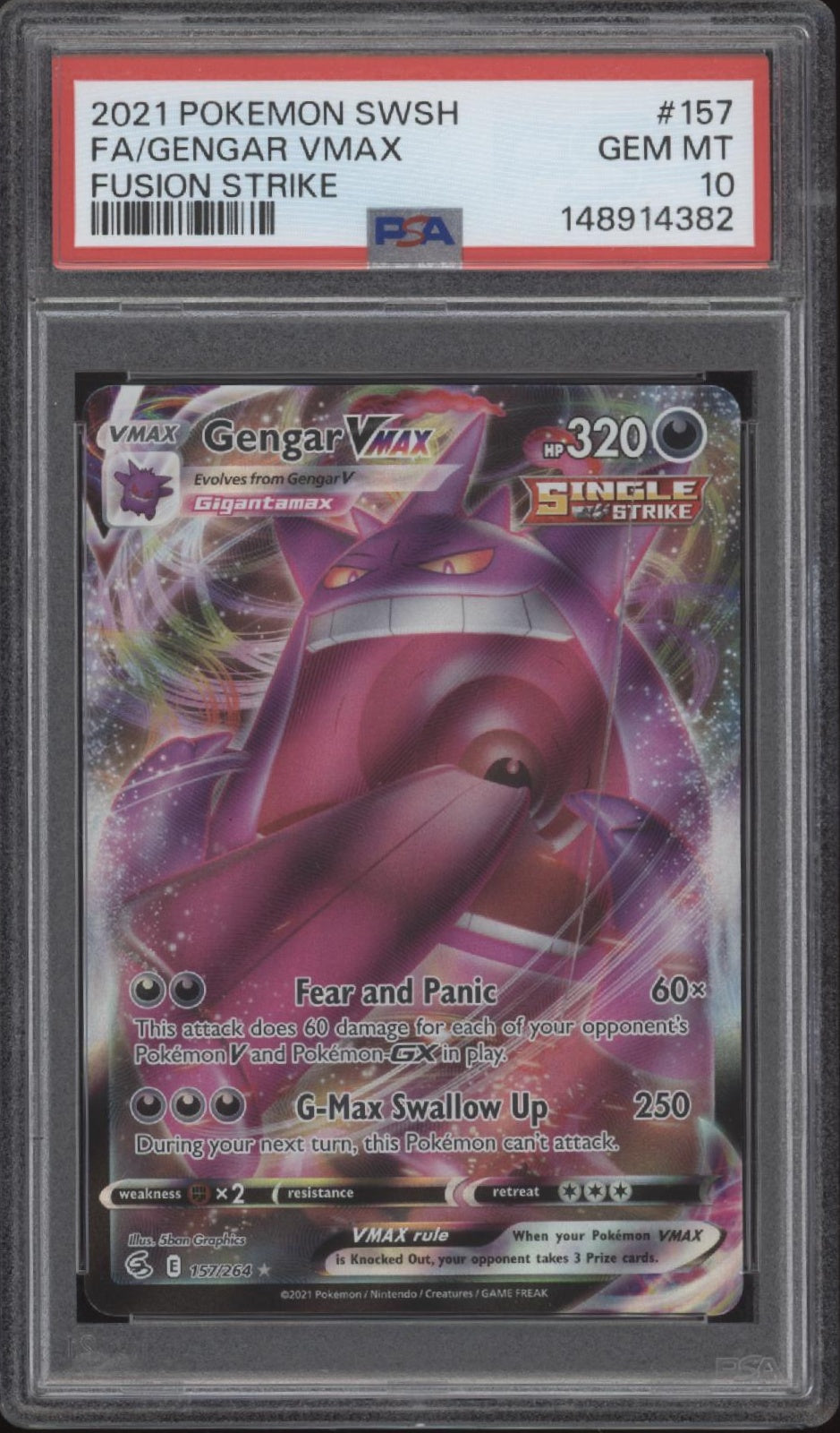 Gengar VMAX Pokemon Fusion Strike Full Art #157 PSA 10、Collector Store LLC Gaming、kayou