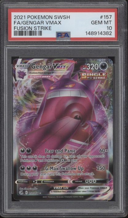 Gengar VMAX Pokemon Fusion Strike Full Art #157 PSA 10