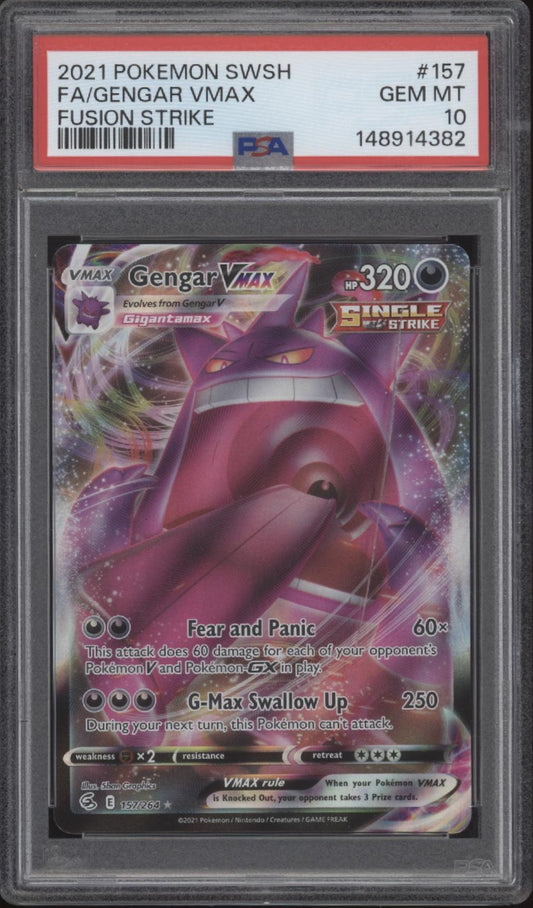 Gengar VMAX Pokemon Fusion Strike Full Art #157 PSA 10