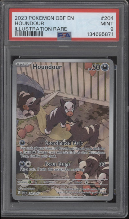 Houndour Pokemon Obsidian Flames Illustration Rare #204 PSA 9