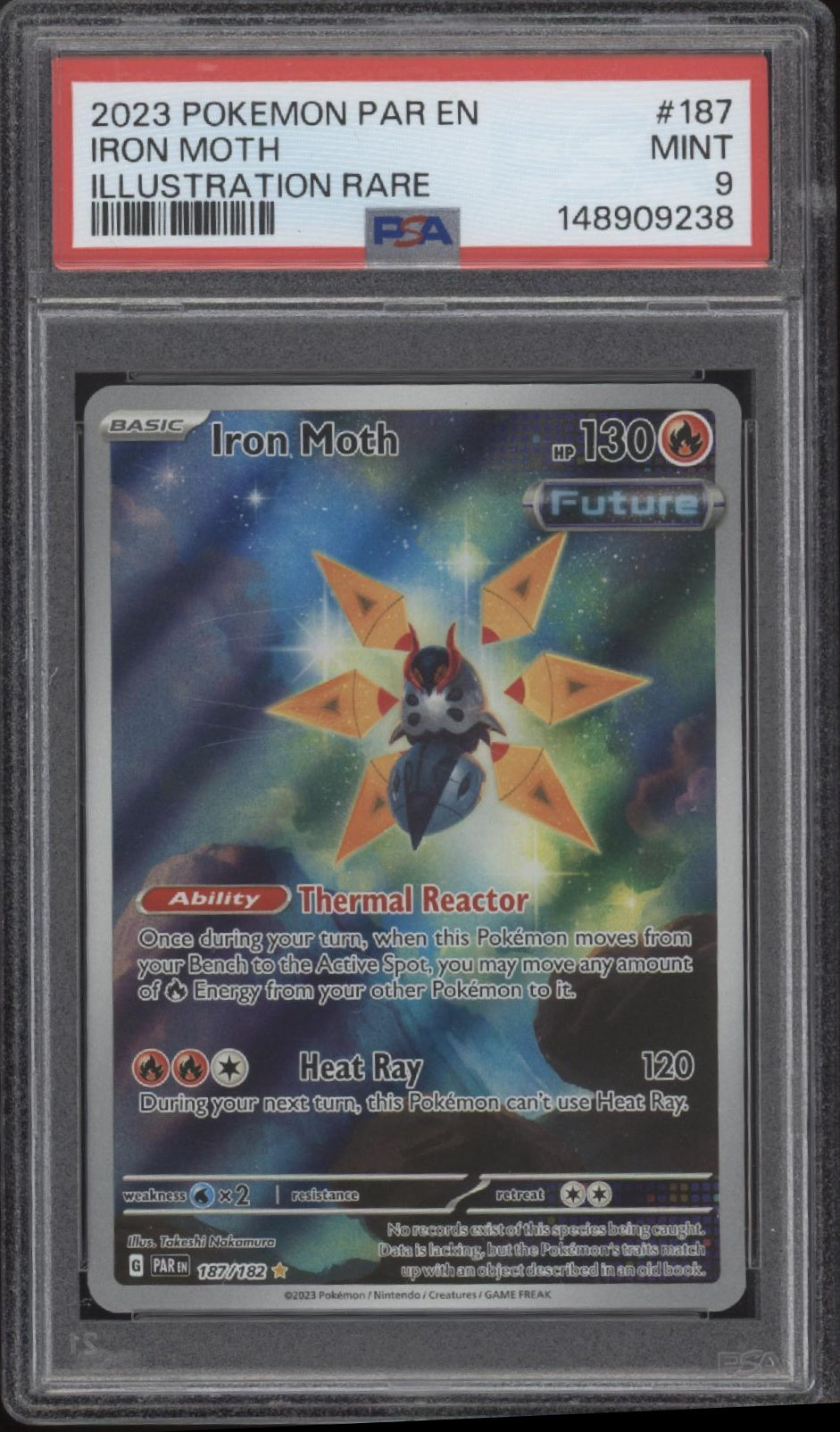 Iron Moth Pokemon Paradox Rift Illustration Rare #187 PSA 9