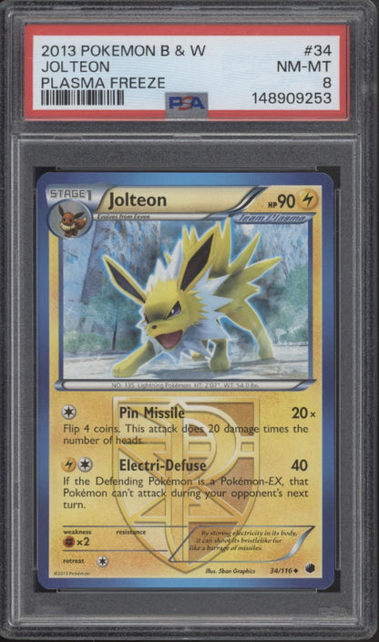 Jolteon Pokemon Plasma Freeze #34 PSA 8