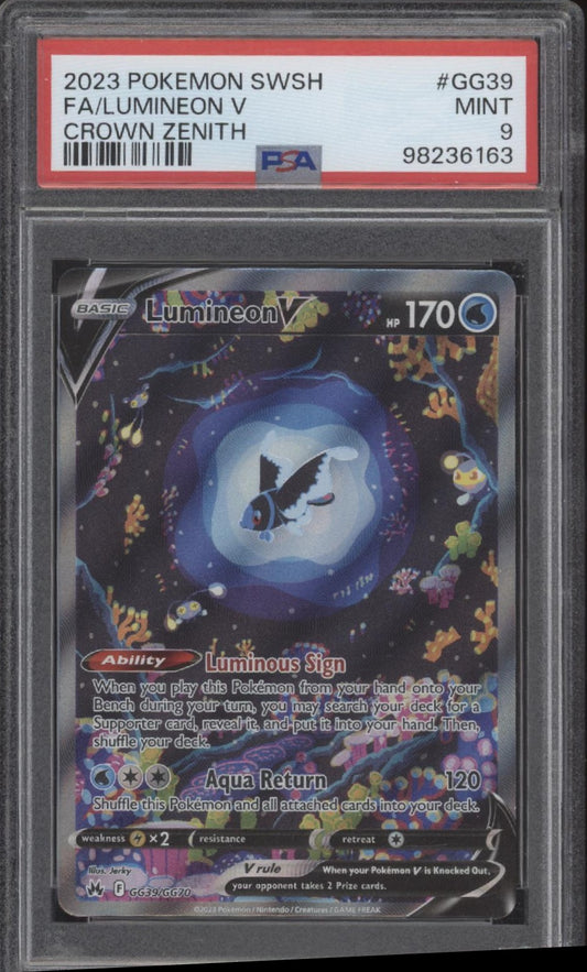 Lumineon V Pokemon Crown Zenith Full Art #GG39 PSA 9