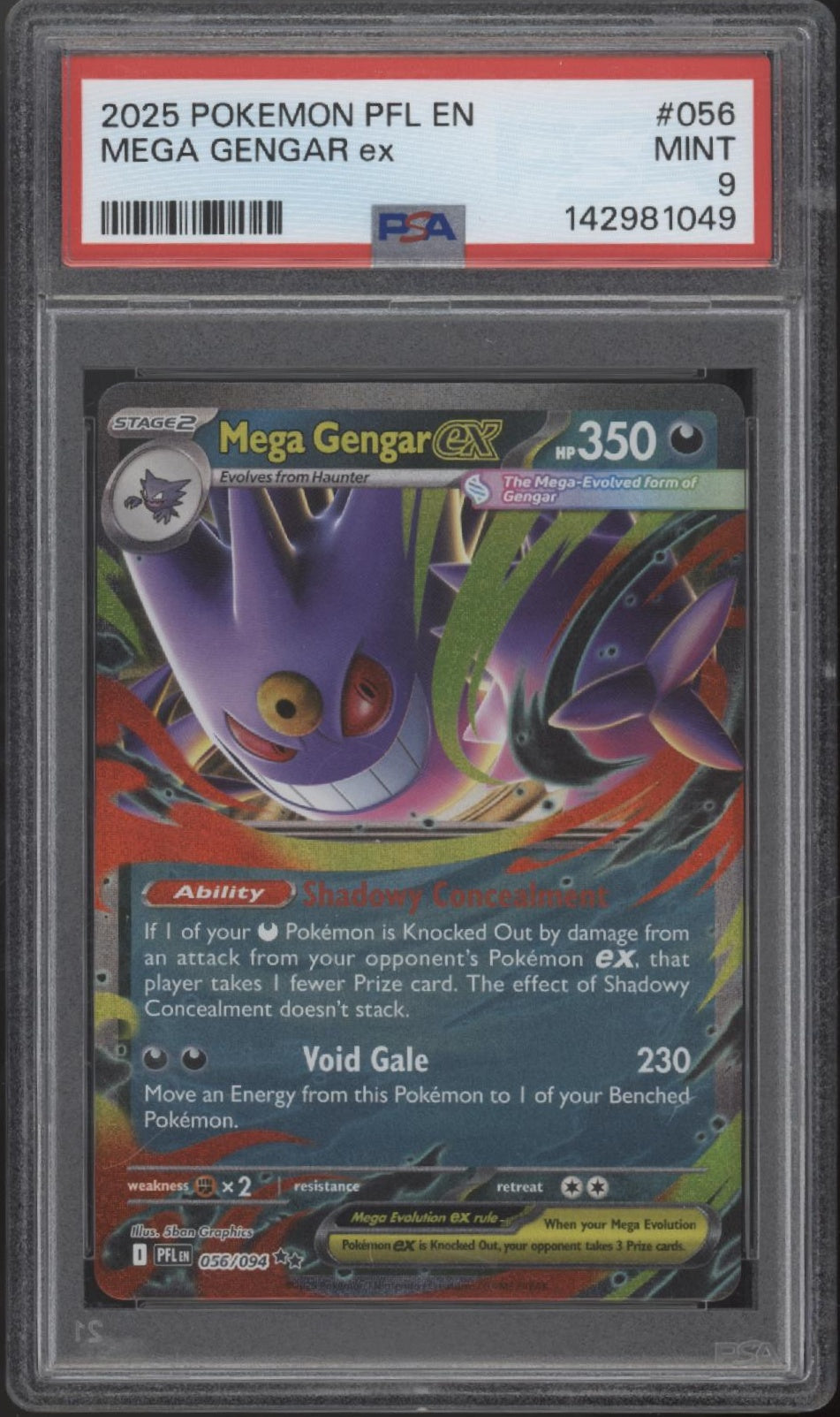 Mega Gengar ex Pokemon Phantasmal Flames #056 PSA 9