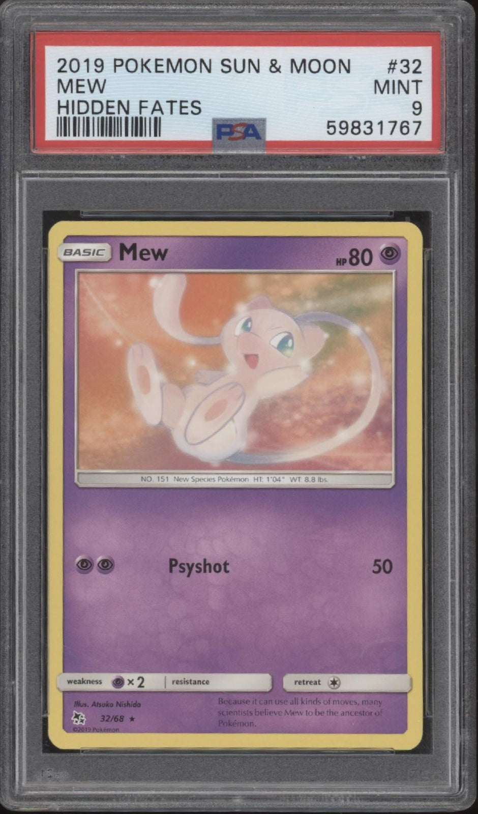 Mew Pokemon Hidden Fates #32 PSA 9