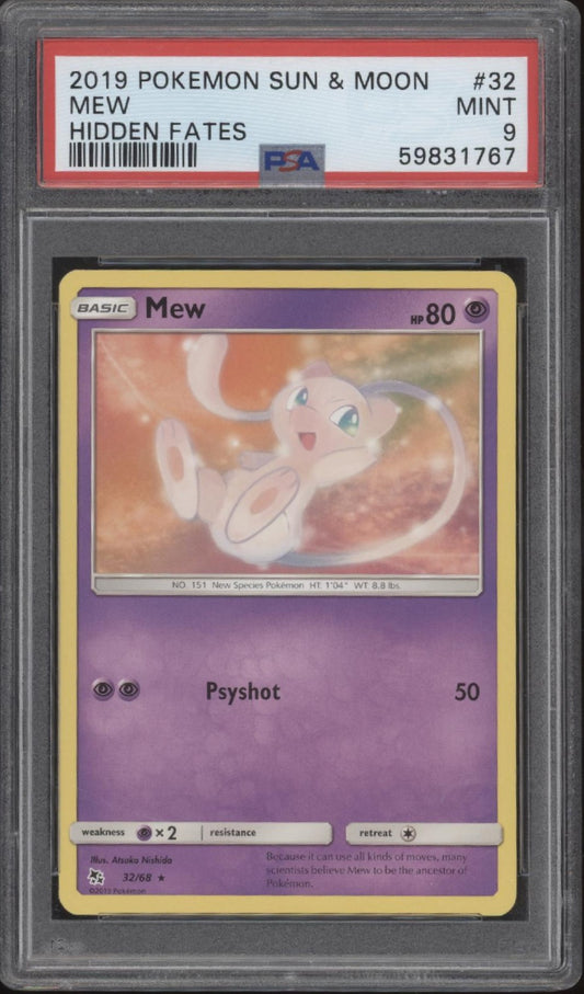 Mew Pokemon Hidden Fates #32 PSA 9