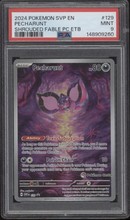 Pecharunt Pokemon Shrouded Fable Pokemon Center Elite Trainer Box #129 PSA 9 #2