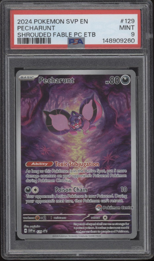 Pecharunt Pokemon Shrouded Fable Pokemon Center Elite Trainer Box #129 PSA 9 #2