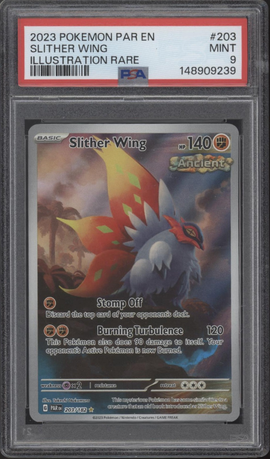 Slither Wing Pokemon Paradox Rift Illustration Rare #203 PSA 9