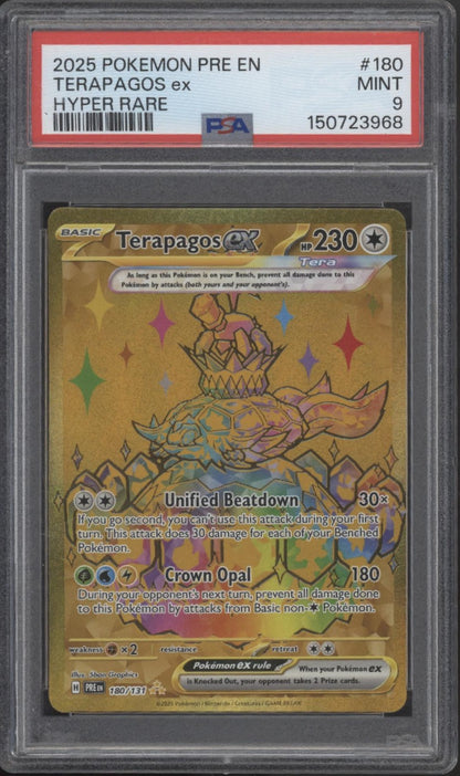 Terapagos ex Pokemon Prismatic Evolutions Hyper Rare #180 PSA 9